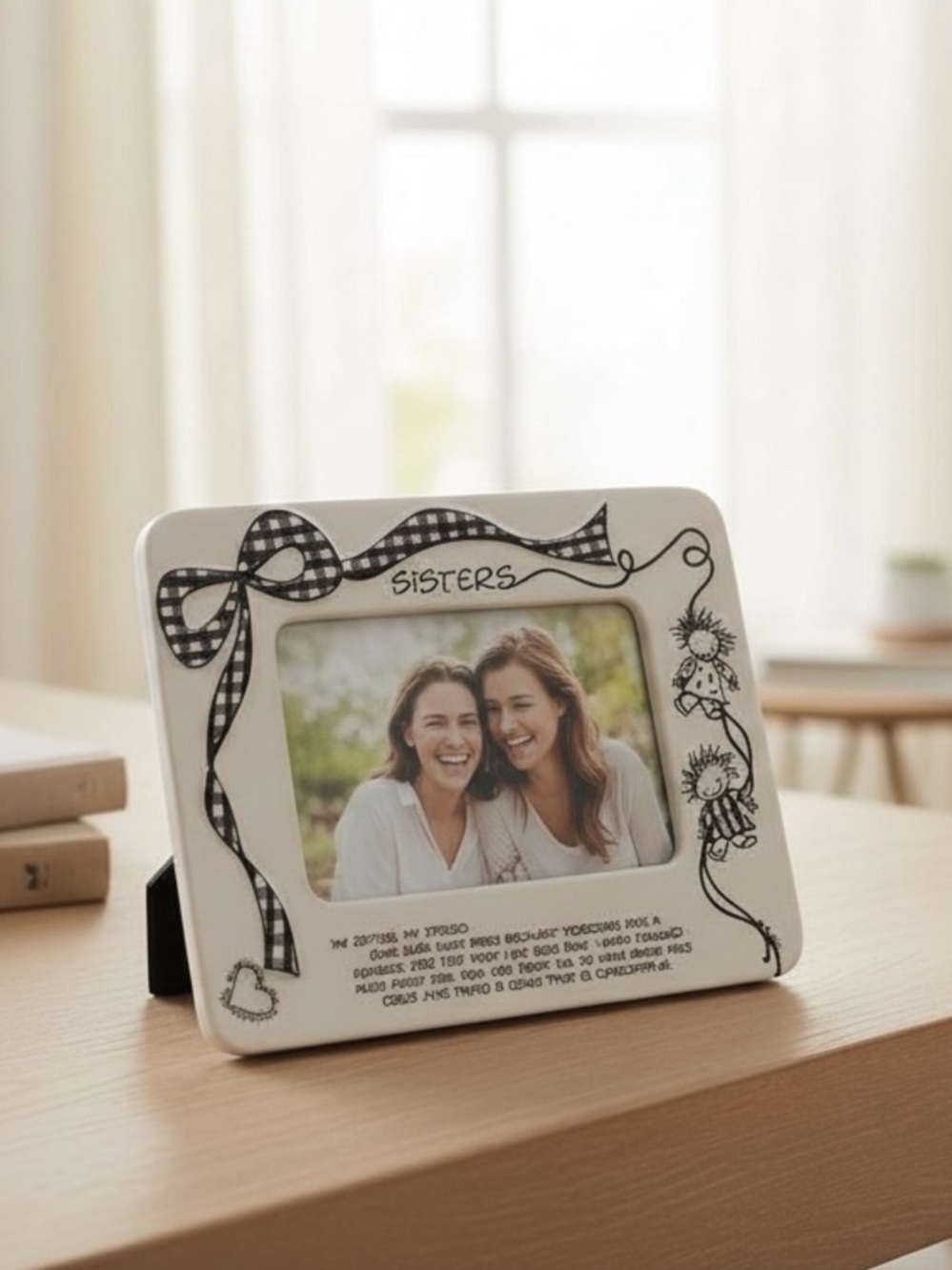 Sisters themed ceramic cream black photo picture memory keepsake gift 🎁 frame